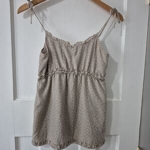 Gap Vintage Y2K Baby Doll Floral Cami Silk Blend Lined Top Champagne Sz XS